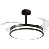 BEL AIR HOME - Ventilatore da Soffitto DUNE - Pale Pieghevoli - Luce LED 36 W in 3 Temperature di Luce - Telecomando - Motore DC Efficiente e Silenzioso - Nero - 108 cm
