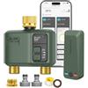 Shrivee Computer di irrigazione intelligente, Wi-Fi, 2 zone, uscite con ingresso e uscita in ottone, ritardo della pioggia/irrigazione automatica, ideale per serra e giardino