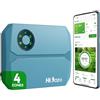 HiOazo Centralina Irrigazione WiFi 4 Zone, Salto Meteo Intelligente, Controllo Automatico da App, 16 programmi, Regolazione Stagionale, centralina per irrigazione per Giardino, Orto e Prato
