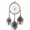 DonDon Acchiappasogni Dreamcatcher grande con perle e vere piume Marrone noce - Ø 17 cm