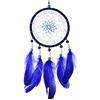 DonDon Acchiappasogni Dreamcatcher con perle e vere piume Blu - Ø 14 cm