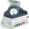 Laleni grucce bambini 50 pz in velluto - grucce neonato salvaspazio - grucce appendiabiti bambini rotanti a 360° - appendini bambini antiscivolo - stampelle neonato armadio - grucce per bambini in blu