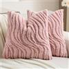 Ystyle Federe Cuscini Divano 50 x 50 cm Set da 2, Copricuscini in Morbido Peluche a righe, Fodere Cuscini Moderni Elegante Decorativi, Resistente per Divano Soggiorno Camera, Rosa