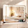 MAMIZO Specchio trucco con luci 50 x40 cm, Specchio da toeletta, con USB e Type-C, touchscreen, 3 temperature di colore, lente d'ingrandimento 10x, Specchio da parete, Specchio da tavolo