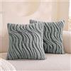 Ystyle Federe Cuscini Divano 50 x 50 cm Set da 2, Copricuscini in Morbido Peluche a righe, Fodere Cuscini Moderni Elegante Decorativi, Resistente per Divano Soggiorno Camera, Grigio chiaro