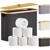 Lifewit Contenitore Carta Igienica, Cesto Porta Carta Igienica, Portarotoli Carta Igienica Scorta con Coperchio in Bambù, Organizer Bagno, Cestino Portaoggetti, Scatola, 23L, Grigio Scuro