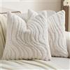 Ystyle Federe Cuscini Divano 45 x 45 cm Set da 2, Copricuscini in Morbido Peluche a righe, Fodere Cuscini Moderni Elegante Decorativi, Resistente per Divano Soggiorno Camera, Bianco