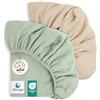 DOLCI SOGNI - Set Lenzuola Lettino 70x140 In Mussola Di Cotone Con Angoli Elasticizzati - Lenzuola per Lettino Asilo e Brandina con Lenzuolo 70x140 - Certificato Oeko-TEX - 1 x Sabbia + 1 x Menta