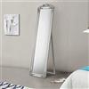 [en.casa] Specchio da Terra con Cornice in Eucalipto Stile Barocco Specchio Rettangolare da Figura Intera Autoportante Inclinabile per Camera da Letto Ingresso 160x40 cm Argentato
