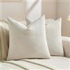 Ystyle 2 Pezzi Federe Cuscini Divano 40x40cm in Morbida Chenille, Copricuscini Decorativi con Texture Lineare Moderna per Soggiorno e Letto, Lavabili e Pet-Friendly, Formaggio Cremoso