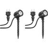 ledscom.de 2x Piccolo faretto da giardino a LED con picchetto a terra TARL per esterni, IP65, spina, nero, 4,3 W, 340lm, bianco caldo