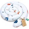 Totsy Baby Cuscino XXL a forma di serpente per letto, cuscino da allattamento, cuscino decorativo, protezione per il bordo del letto, paracolpi XL Blu navy con arcobaleno 400 cm Certificato Oeko-Tex