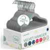 Laleni Set di 50 grucce per bambini, antiscivolo, per bambini, salvaspazio, con rivestimento in velluto, colore: grigio