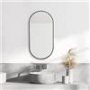 [en.casa] Specchio Ovale da Parete 40 x 80 cm Specchio Bagno a Fissaggio Verticale - Orizzontale con Cornice in Alluminio - Nero Opaco