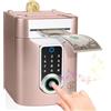 Highttoy Salvadanaio Bambina, Salvadanaio Elettronico con Touchscreen e Impronta Digitale, Regalo Bambina 3-12 Anni Giochi Bimba, Cassaforte Salvadanaio Bancomat per Bambini, Oro Rosa