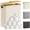 Lifewit Contenitore Carta Igienica, Cesto Porta Carta Igienica, Portarotoli Carta Igienica Scorta con Coperchio in Bambù, Organizer Bagno, Cestino Portaoggetti, Scatola, 30L, Bianco