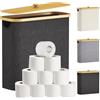 Lifewit Contenitore Carta Igienica, Cesto Porta Carta Igienica, Portarotoli Carta Igienica Scorta con Coperchio in Bambù, Organizer Bagno, Cestino Portaoggetti, Scatola, 30L, Grigio Scuro