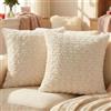 Ystyle Federe Cuscini Divano 40 x 40 cm Set da 2, Copricuscini Divano in Morbido Peluche, Copri Cuscini per Divano Moderni Elegante Decorativi, Resistente per Soggiorno Camera, Bianco