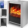 TRESKO® Camino Elettrico SmartFire con Riscaldamento 2000 W, APP WiFi e Telecomando | Camino Elettrico con Effetto fiamma LED e Display LCD | Camino con Termostato | Stufa Elettrica Timer