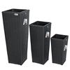 Casaria Deuba CASARIA® Set di 3 Vasi da Fiori in Polyrattan Intrecciato con Sottovaso e Foro Deflusso Acqua Richiudibile Vaso per Piante Effetto Rattan da Esterno Giardino Fioriere Fioriera