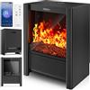 TRESKO® Camino Elettrico SmartFire con Riscaldamento 2000 W, APP WiFi e Telecomando | Camino Elettrico con Effetto fiamma LED e Display LCD | Camino con Termostato | Stufa Elettrica Timer
