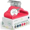 Laleni grucce bambini 50 pz in velluto - grucce neonato salvaspazio - grucce appendiabiti bambini rotanti a 360° - appendini bambini antiscivolo - stampelle bambini - grucce per bambini - rosa a pois