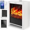 TRESKO® Camino Elettrico SmartFire con Riscaldamento 2000 W, APP WiFi e Telecomando | Camino Elettrico con Effetto fiamma LED e Display LCD | Camino con Termostato | Stufa Elettrica Timer