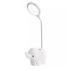 BEL AIR HOME - Lampada LED da Scrivania Tattile 5W - Design Elefante per Bambini - 3 Temperature di Luce - Corpo Regolabile - Porta Penne - Supporto Smartphone, Bianco, Metallo