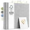 Zenacolor Album Fotografico fai da te - Scrapbook in Lino 30x30cm Grigio chiaro - 100 Pagine & Spazio per 500 Foto