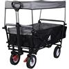 WOLTU Carrello da Giardino Pieghevole con Tetto Carrello da Trasporto a Mano Rimorchio con 4 Ruote Portata 80 kg, Antracite