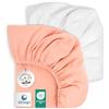 DOLCI SOGNI - Set Lenzuola Lettino 70x140 In Mussola Di Cotone Con Angoli Elasticizzati - Lenzuola per Lettino Asilo e Brandina con Lenzuolo 70x140 - Certificato Oeko-TEX - 1 x Rosa + 1 x Bianco