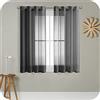 MRTREES Tende Finestre Voile Semi Trasparenti Nero 2 Pezzi con Occhielli 140x160 CM Tenda a Panello Tende Corte Leggere per Camera da Letto Cucina e Interni Moderne