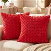 Ystyle Federe Cuscini Divano 45 x 45 cm Set da 2, Copricuscini Divano in Morbido Peluche, Copri Cuscini per Divano Moderni Elegante Decorativi, Resistente per Soggiorno Camera, Rosso