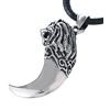 DonDon Collana da Uomo in Cuoio Pelle 50 cm con Pendente in Acciaio Inossidabile Leone Dent Massiccio