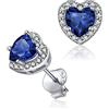ChicSilver Orecchini Donna Zaffiro Blu Argento 925, Cuore Orecchini a Lobo Zaffiro, Orecchini con Zaffiro Zaffiro Settembre Confezione Regalo