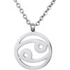 Morella collana da donna in acciaio inox argento con ciondolo segno zodiacale Cancro in sacchetto di velluto