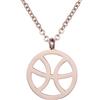 Morella collana da donna in acciaio inox oro rosa con ciondolo segno zodiacale Pesci in sacchetto di velluto