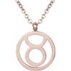 Morella collana da donna in acciaio inox oro rosa con ciondolo segno zodiacale Toro rosa in sacchetto di velluto