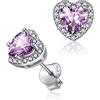 ChicSilver Orecchini a Lobo Argento 925 Cuore Orecchini con Ametista, Orecchini con Pietre Viola Alessandrite Giugno Confezione Regalo