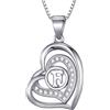 Morella Collana Donna a Forma di Cuore Lettera F con zirconi Bianchi 46 cm Argento 925 rodiato