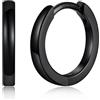Silvora Orecchini Uomo Cerchio Argento 925, 10mm Orecchini Donna Nero