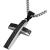 DonDon Collana Uomo con Ciondolo a Croce Lucido-Opaco a Scacchi in Acciaio Inox 52 cm Argento e Sacchetto in Velluto