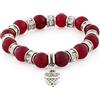 Morella Bracciale Donna con Perle e Ciondolo Gufo e zirconi Elastico Rosso Scuro