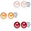 Valero Pearls Set di 3 Orechinni pendenti da Donna in Argento Sterling 925 con rodio con Perle coltivate d'acqua dolce rosa salmone 60020077