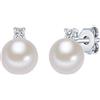 Valero Pearls Orechinni a lobo da Donna in Argento Sterling 925 con rodio con Perle coltivate d'acqua dolce bianco e Zircone bianco 60201778