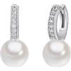Rafaela Donata Orecchini a cerchio con clip da Donna in Argento Sterling 925 con Zirconia Perle organiche