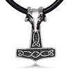 DonDon Collana da Uomo in Cuoio Pelle 50 cm con Pendente in Acciaio Inossidabile Thor Martello Capricorno