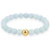 GD GOOD.designs Anello Antistress con Perle in Pietra Naturale | Anello Elastico da Donna con Perle di Acquamarina e Perla Placcata Oro 18K | Impermeabile - Misura 54-60