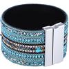 Morella Bracciale Donna Largo Decorato con zirconi e Strass e con Chiusura Magnetica Turchese Bianco