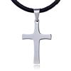 DonDon, collana in cuoio con ciondolo a croce in acciaio inox, sacchetto di velluto nero incluso